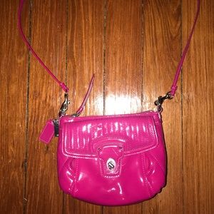 Hot pink patent leather Coach Crossbody Bag